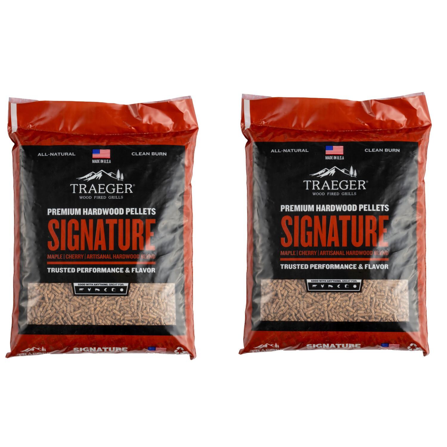 Traeger 40 Lb. Natural Hardwood Pellets - 2 Bags Of 20 Lbs - Signature Blend