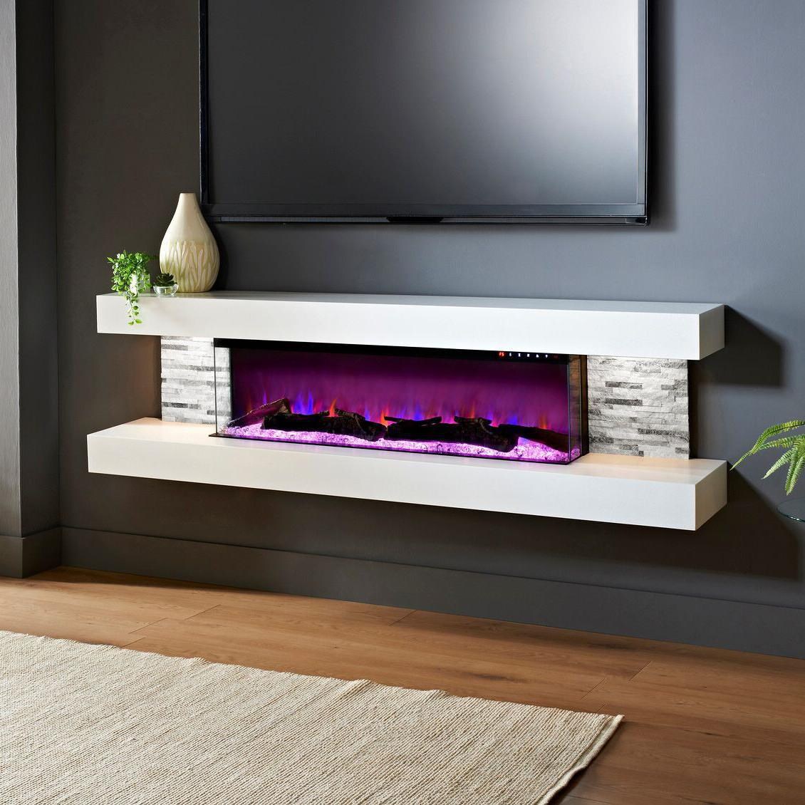Evolution Fires - EFV72W - Vegas Electric Fireplace - White - Purple Flame thumbnail