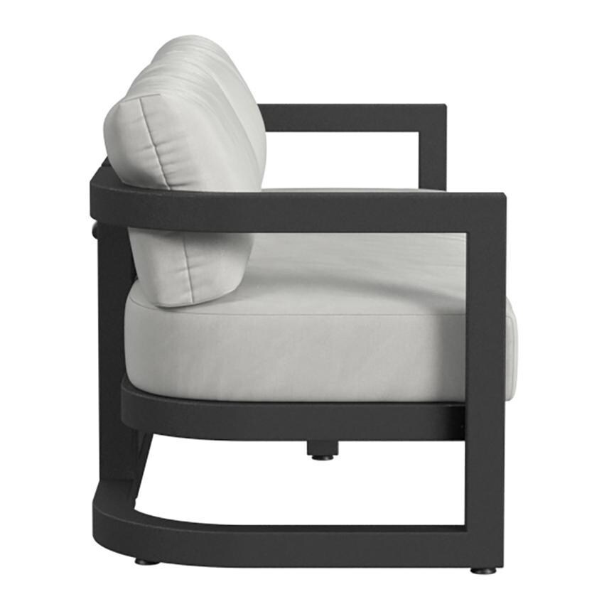 Malibu 3 Person Aluminum Sofa in Black/Soothe Pearl by Sunset West - Side - White Background thumbnail
