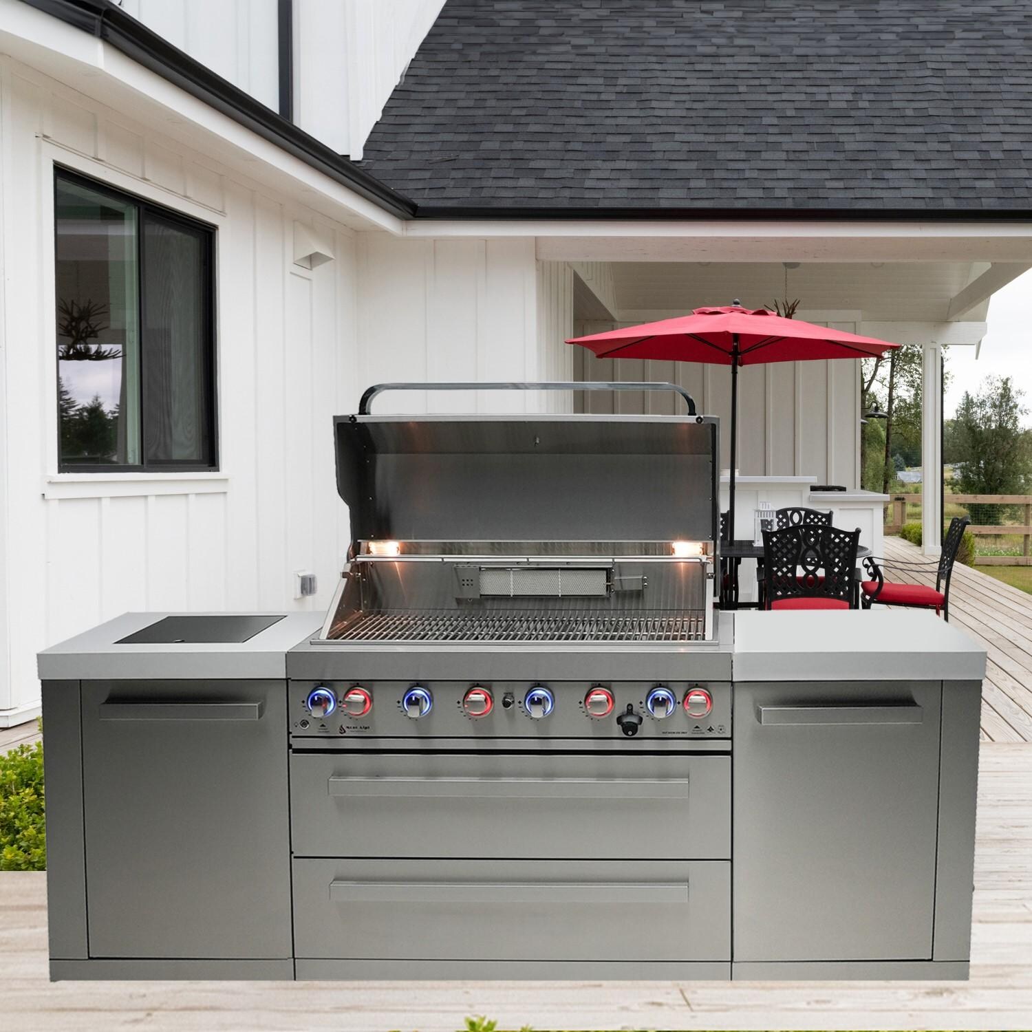 Mont Alpi MAi805 805 Natural Gas Island Grill W/ Infrared Side Burner - Stainless Steel - Pool Area 2 - Lifestyle thumbnail