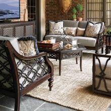 Black Sands 5 Piece Cast Aluminum Patio Conversation Set W/ Sunbrella Fabric By Tommy Bahama