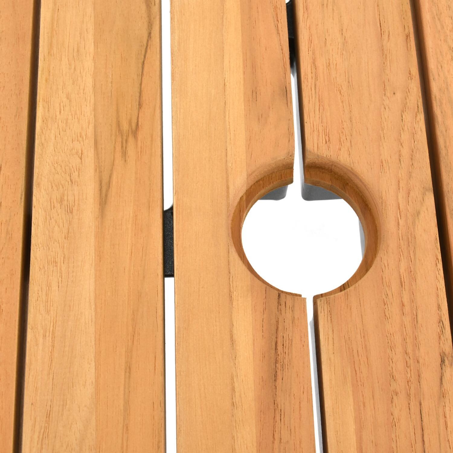 Lakeview Outdoor Designs LV-348-7 Lake Charles 7 Pc Aluminum Dining Set in Gray - Umbrella Hole - Detail thumbnail