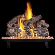 Rasmussen 24-Inch TimberFire Gas Log Set With Vented Natural Gas Custom Pan Burner - Match Light