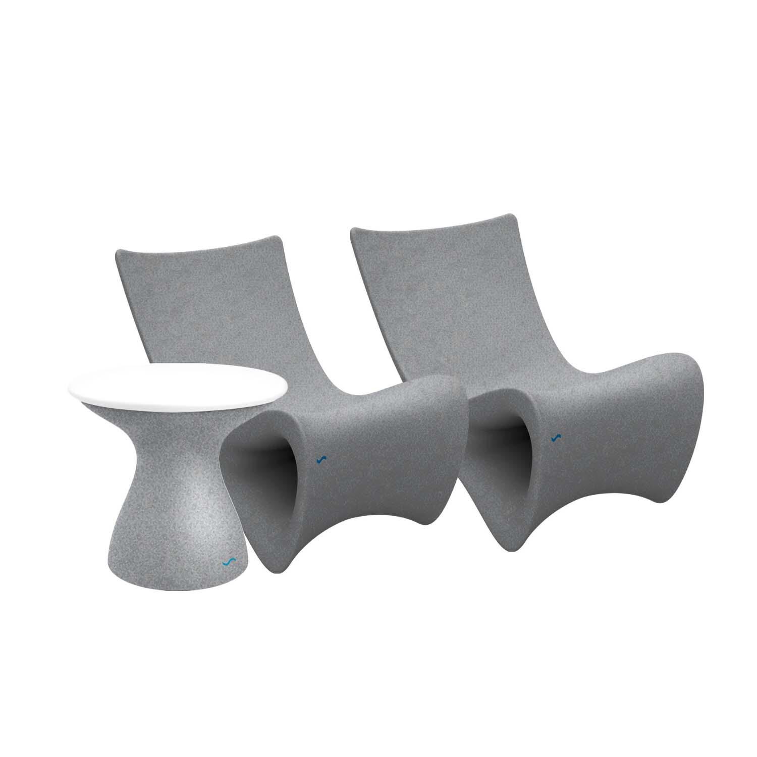 Autograph 3 Pc Polyresin Seating Set in Granite Gray by Ledge Lounger