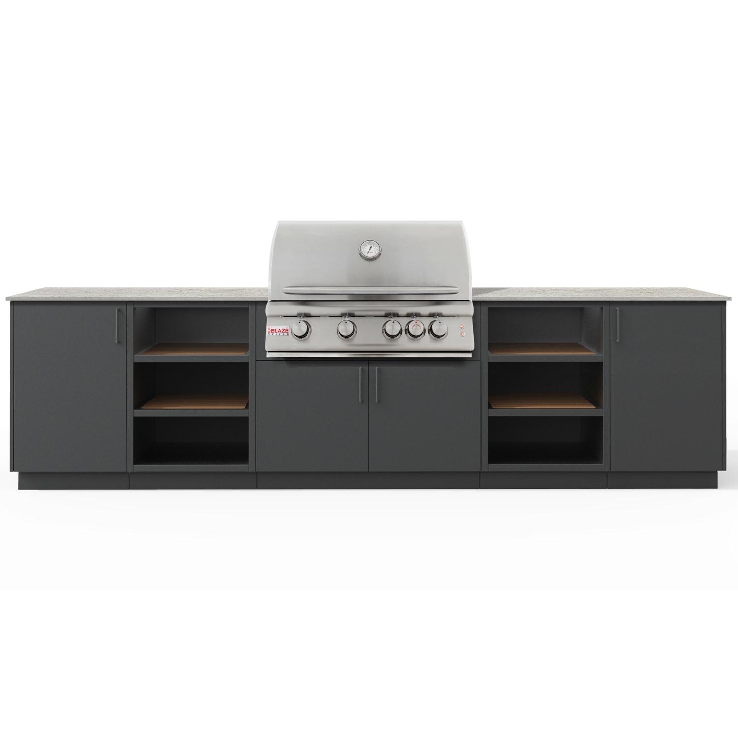 Urban Bonfire B-Savannah-36-Blaze-Keon-Anthracite Savannah 32 Outdoor Kitchen w/ Blaze Premium LTE Propane Grill, Keon Countertop & Anthracite Finish - White Background thumbnail