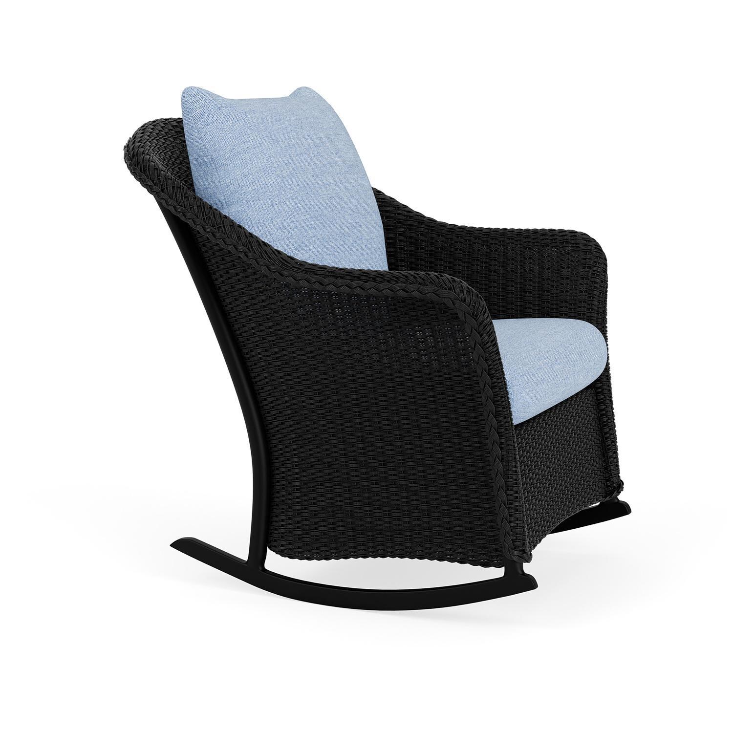 Lloyd Flanders Weekend Retreat Lounge Rocker in Ebony Finish W/ Demo Skyway Fabric - Angled thumbnail