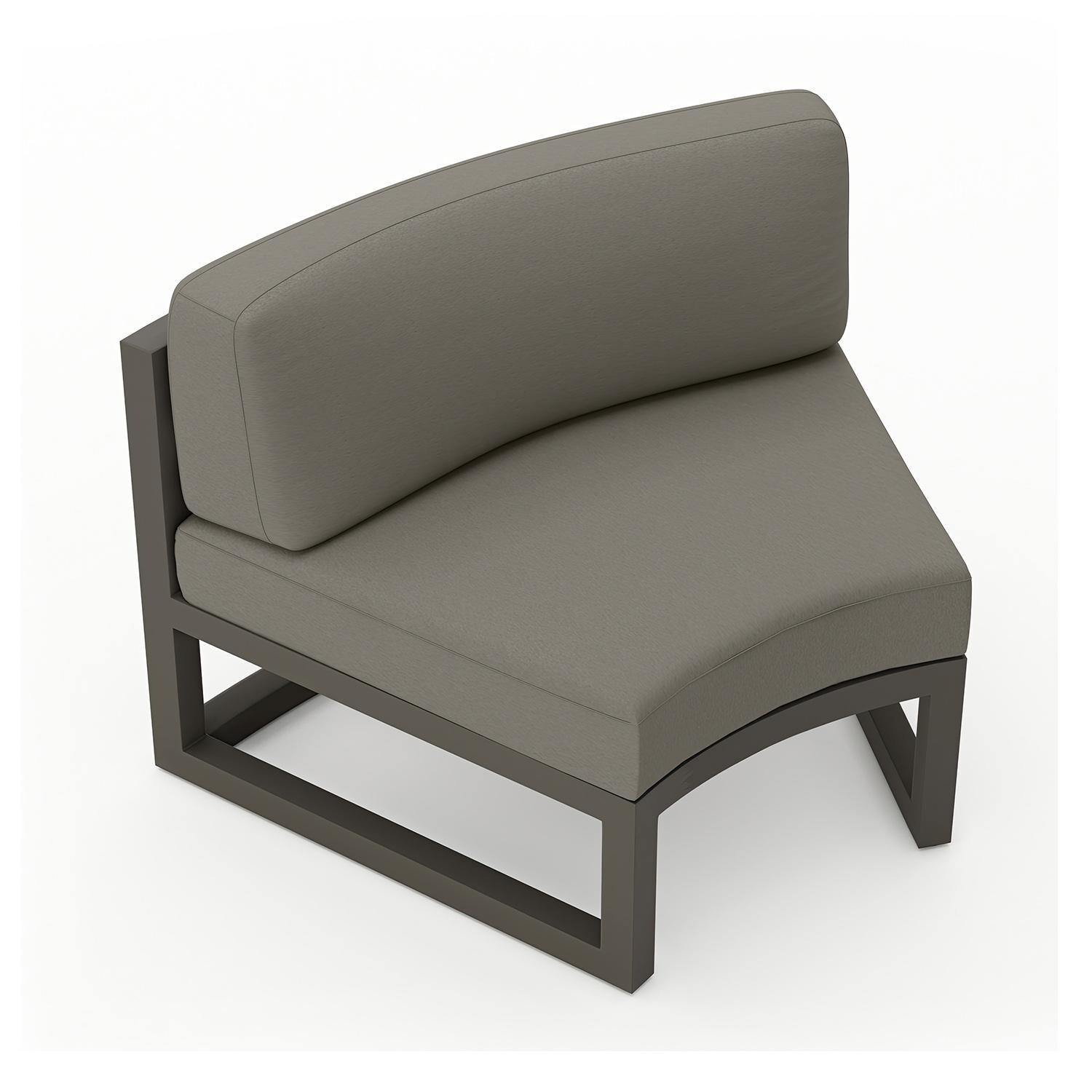 Misty Cove 2 Piece Aluminum Curve Club Chair in Slate w/Charcoal Cushions by Lakeview - Top Angle View - White Background thumbnail