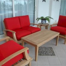 Anderson Teak Brianna Teak 4-Person Patio Deep Seating Set W/ Round End Table