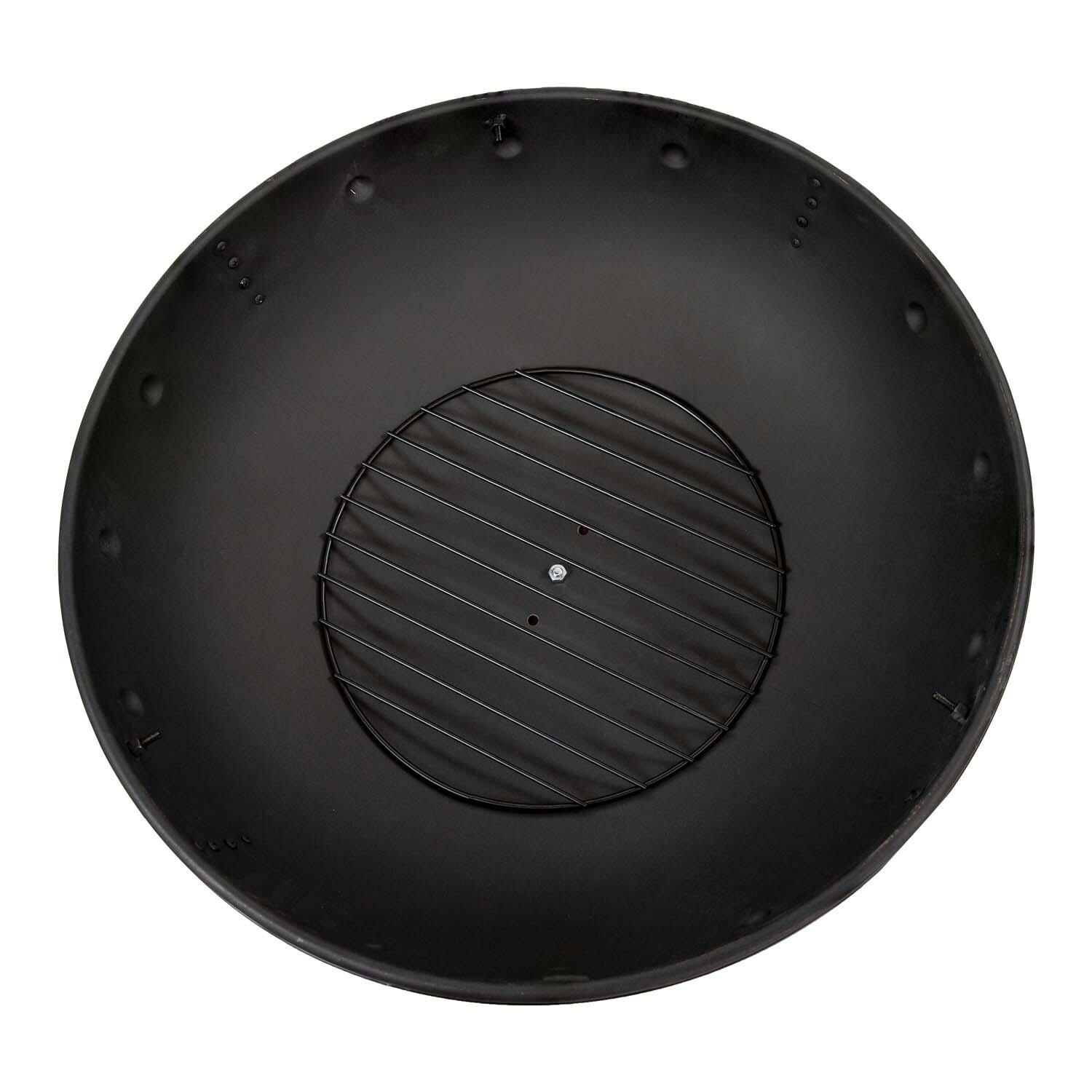 Cauldron 31-in Round Steel Wood-Burning Fire Pit in Copper by Ultimate Patio - Top View, Lid Off - White Background thumbnail