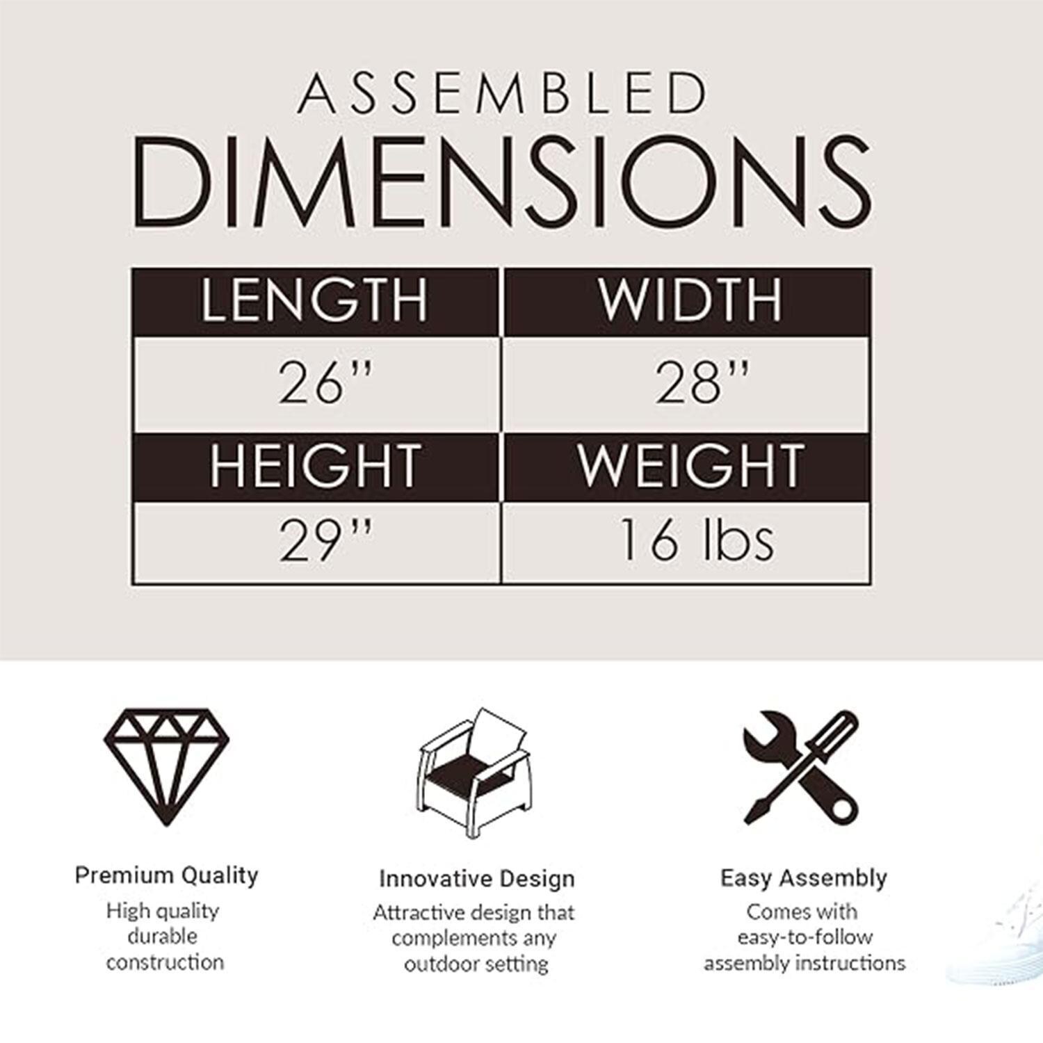 WestCay 62776 Resin Wicker Patio Club Chair in Antique Bronze by Ultimate Patio - Dimensions - Detail thumbnail