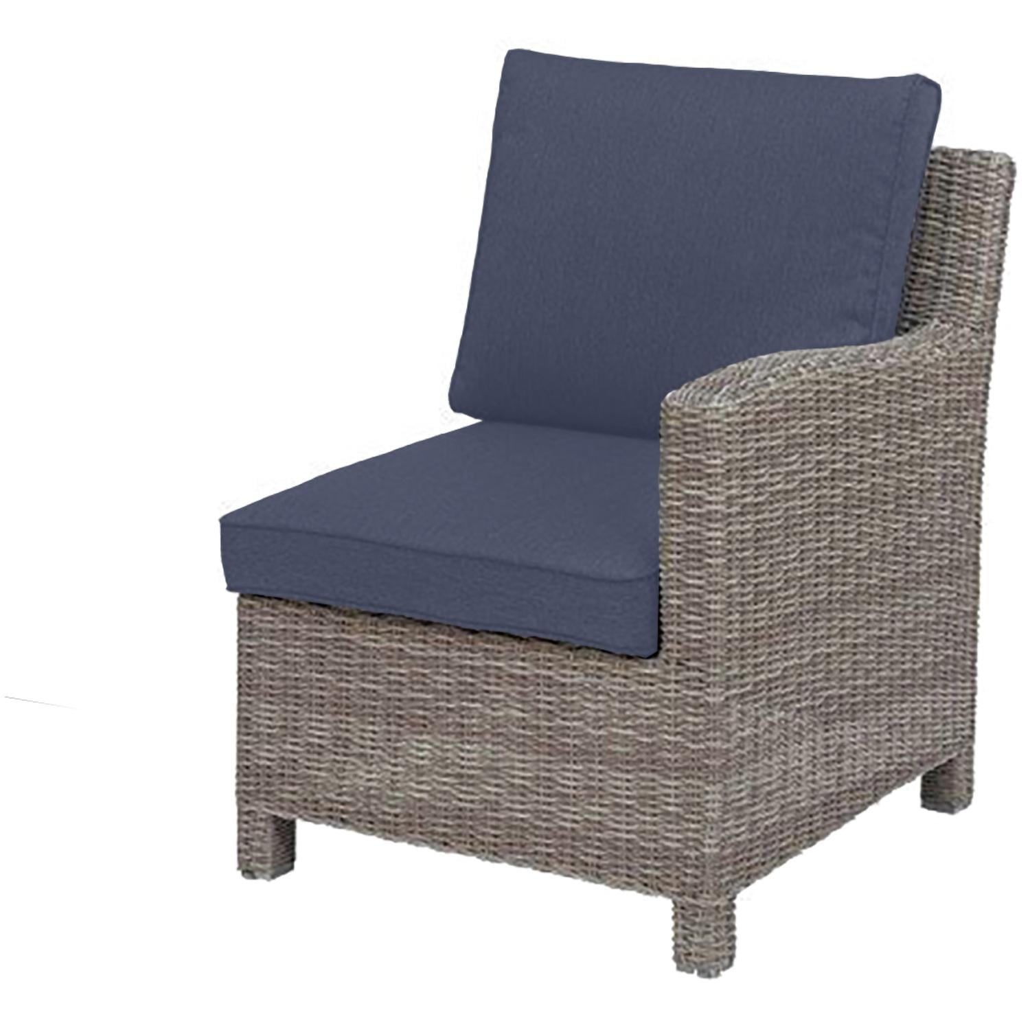 Palma 6 Pc Wicker Sectional Set in Rattan / Spectrum Indigo - Right Arm Chair - White Background thumbnail