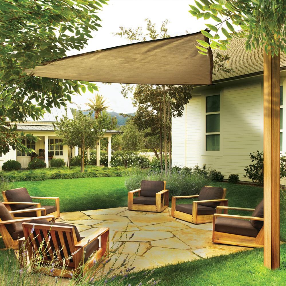 ShadeLogic Sun Shade Sail Heavy Weight 16 Foot Triangle - Sand Patio Cover thumbnail