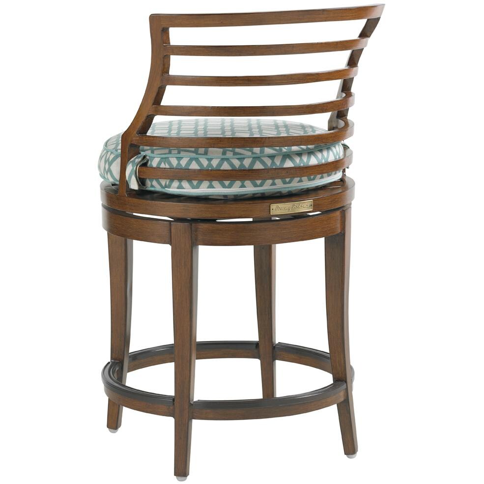 Tommy Bahama 3130-17SW Ocean Club Pacifica Aluminum Patio Swivel Counter Height Bar Stool - Back thumbnail