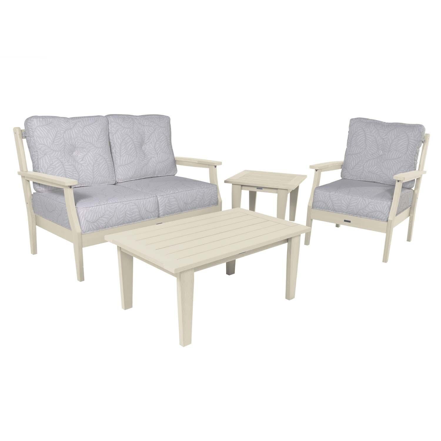 Blushing Bay 4 Pc Recycled Plastic Seating Set in Lively Parchment/Whitewash by Lakeview Outdoor Designs - White Background thumbnail