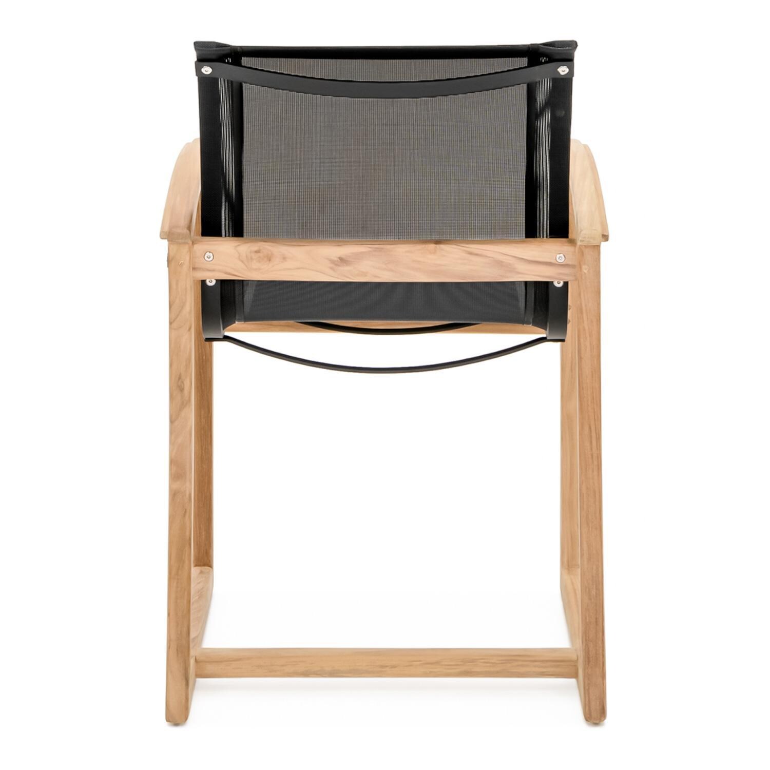 Teak + Table Capri Sling Dining Chair in Black - Back - White Background thumbnail