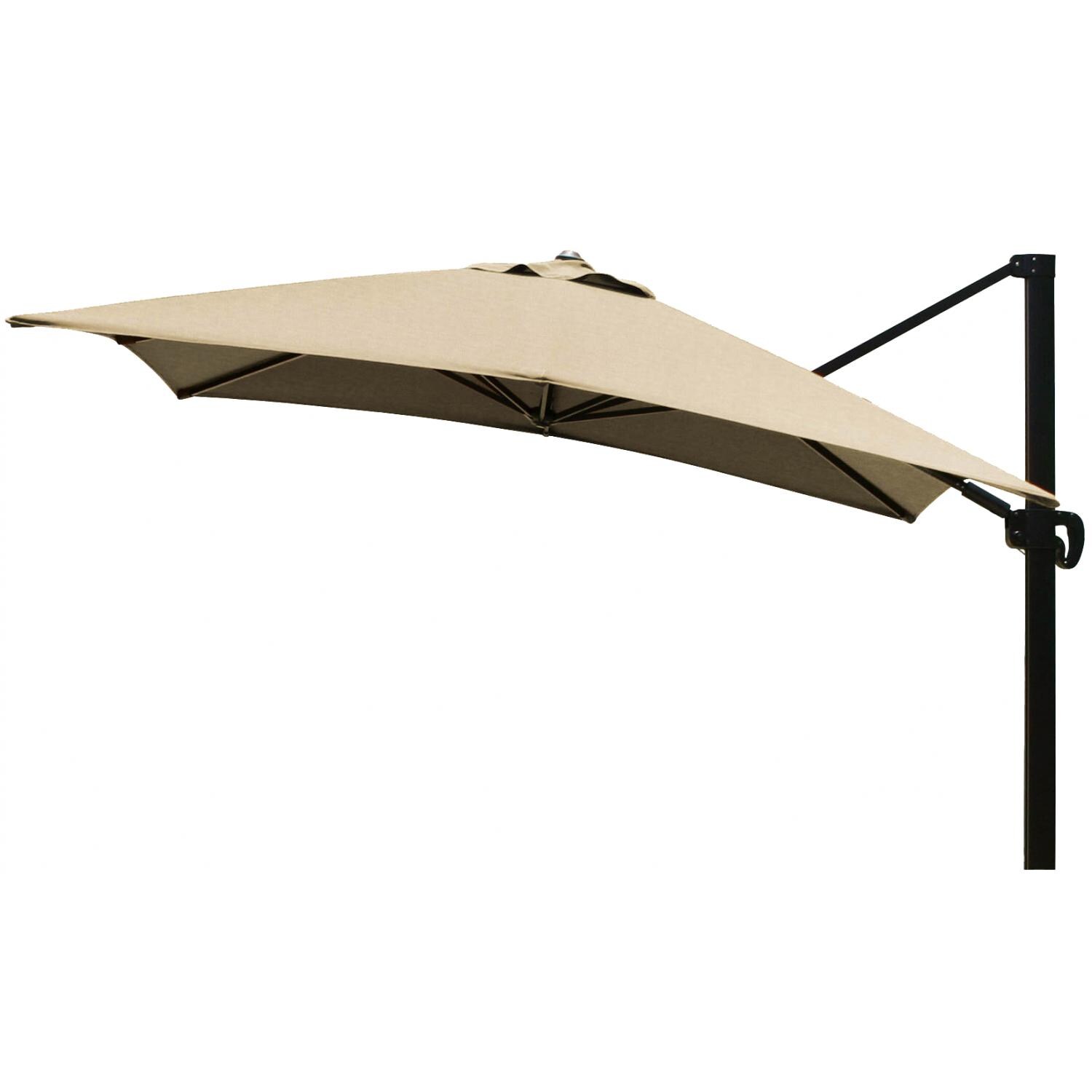 California Umbrella 10 Ft. Square Aluminum Multi-Position Tilt Cantilever Patio Umbrella W/ Crank Lift & Aluminum Ribs - Bronze Frame / Sunbrella Canvas Antique Beige Canopy image