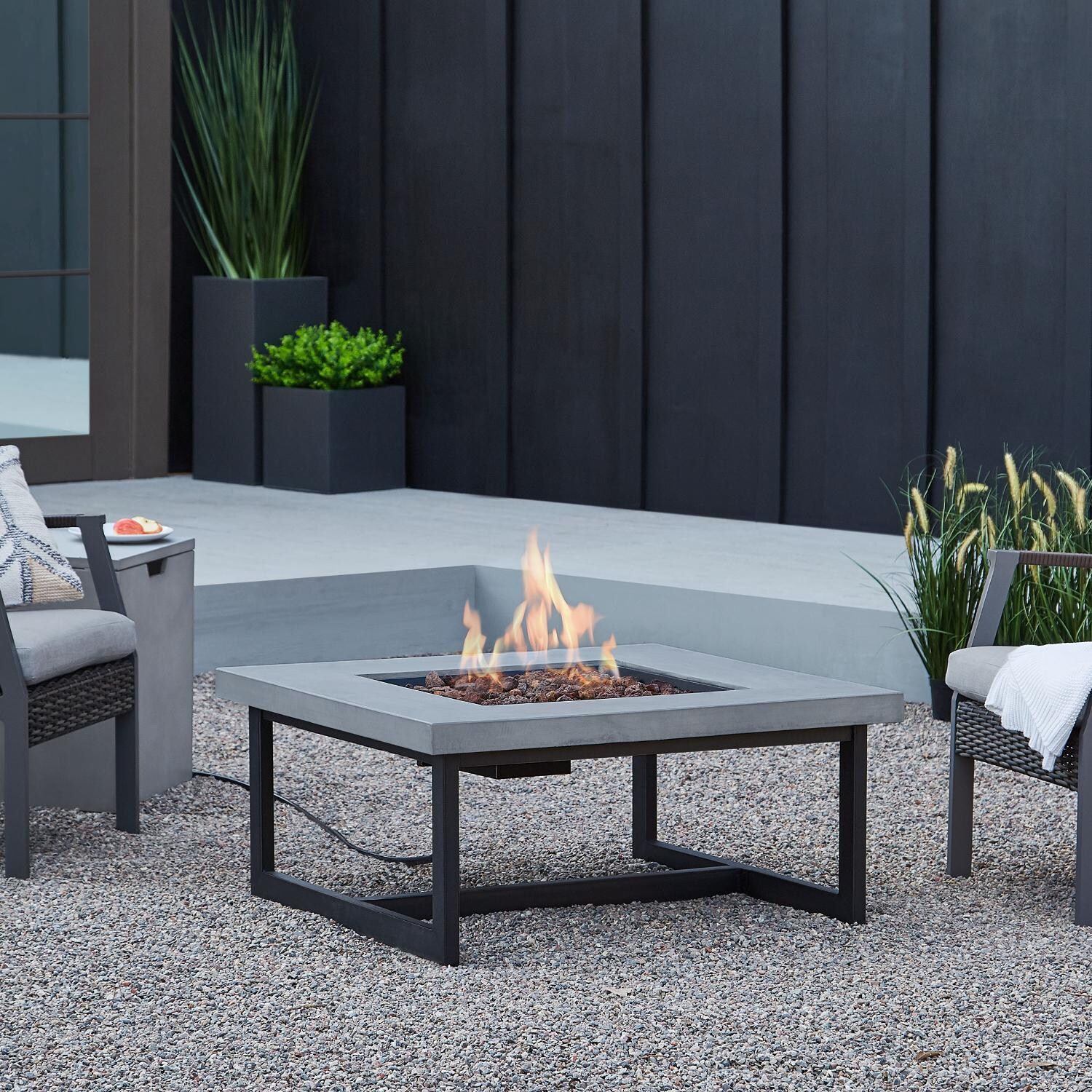 Real Flame Brenner 34Inch Square Propane Gas Fire Table W/ NG Conversion Kit C820LPCMT BBQGuys
