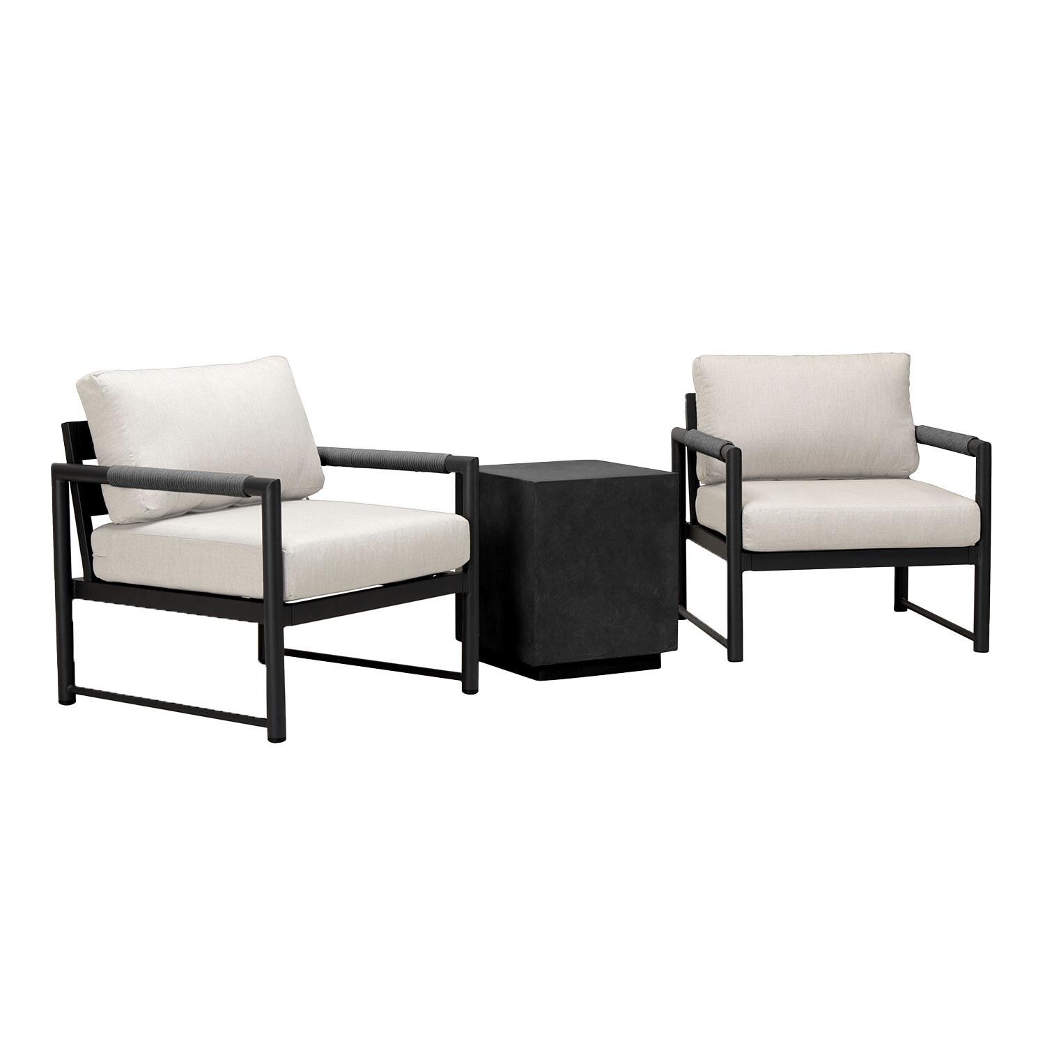 Lakeview AVEBAY-BK-CO-SET104-CS Avenue Bay Black/Carbon 3 Pc Chat Set - Cast Silver - Angled - White Background thumbnail