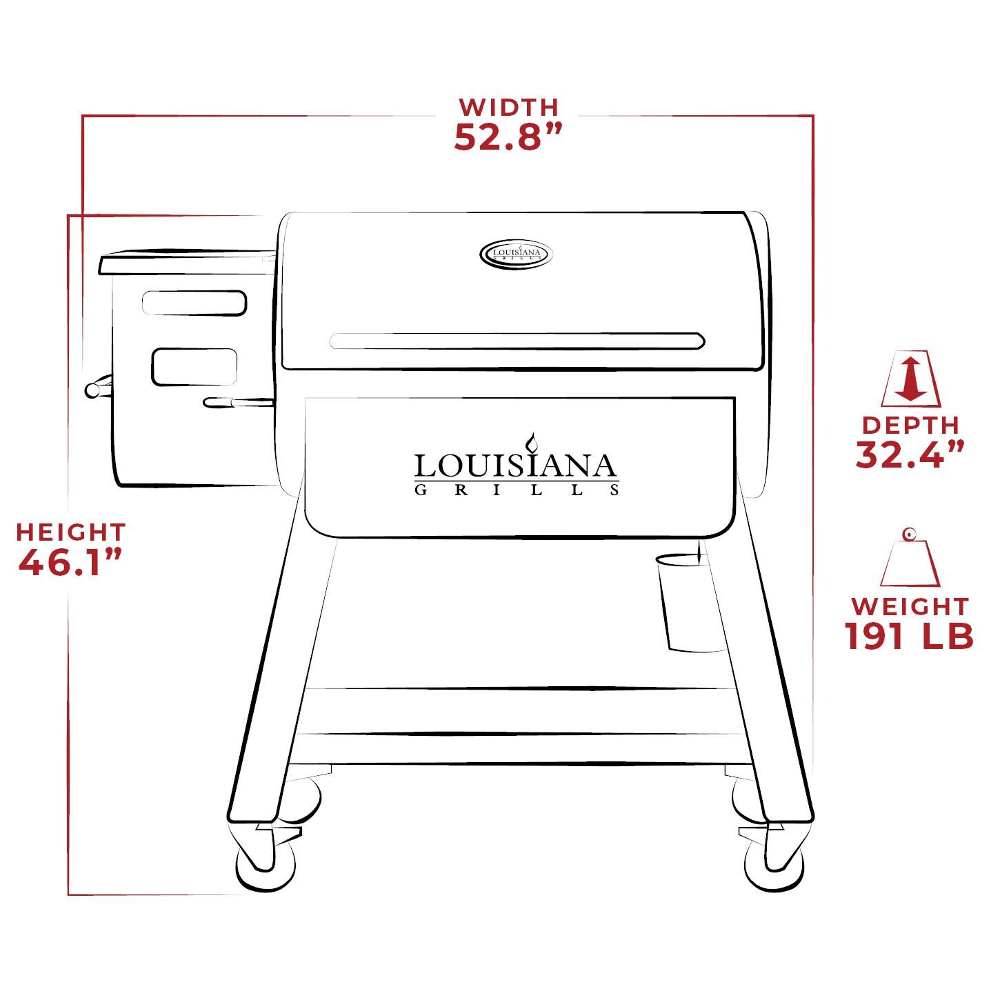 Louisiana Grills - 10639 - LG1000BL Black Label Series Pellet Grill - Grill Exterior Dimensions thumbnail