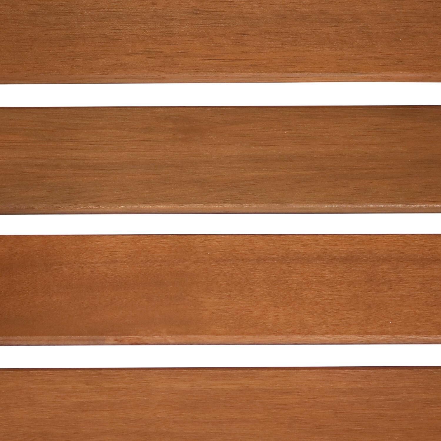 Ultimate Patio 65-Inch Meranti Wood Jack-and-Jill Chairs W/ Attached Table - Slat Detail thumbnail