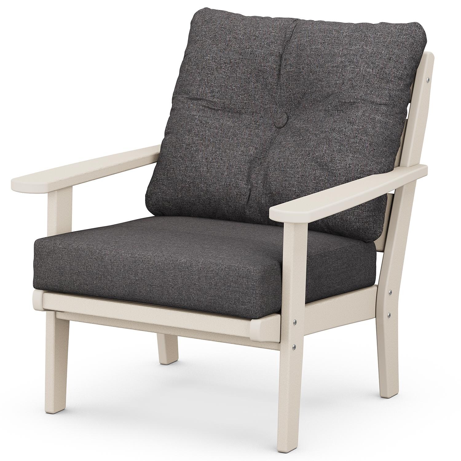 Lakeside Recycled Plastic Club Chair in Sand/Ash Charcoal by POLYWOOD