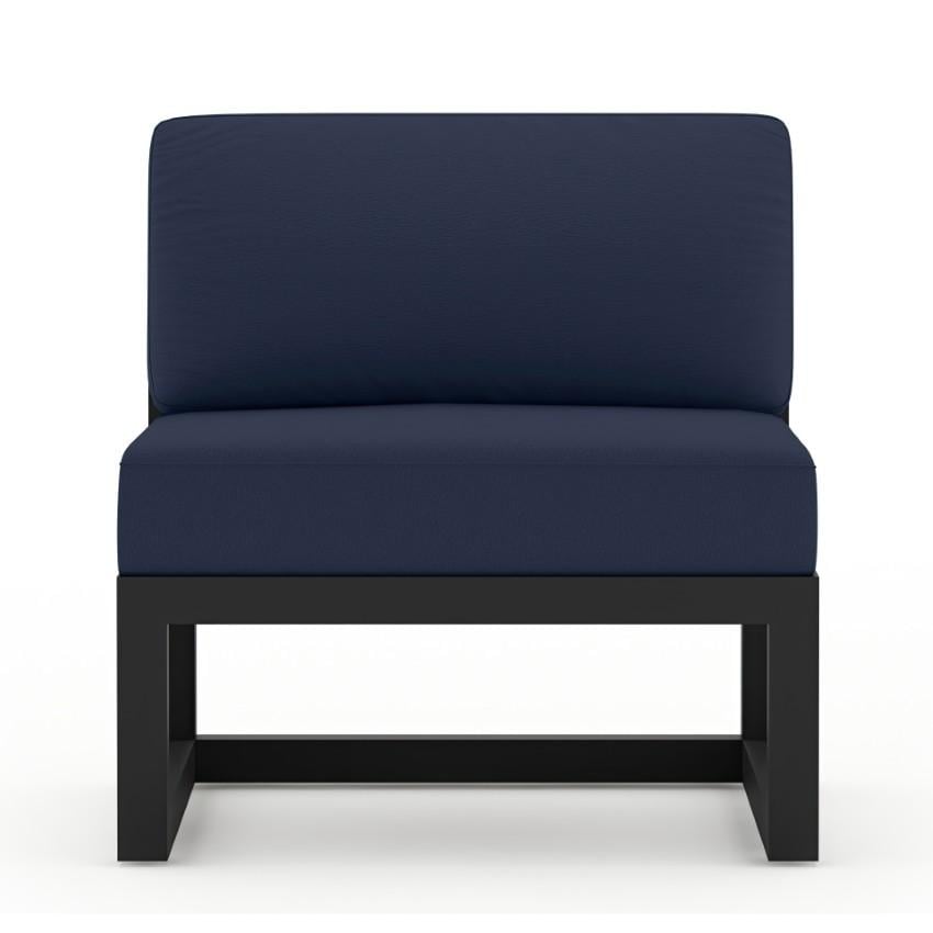 Lakeview Misty Cove 6 Pc Aluminum Sectional Set in Black w/Club Chair & Spectrum Indigo Cushions by Lakeview Outdoor Designs - Middle Section - White Background thumbnail