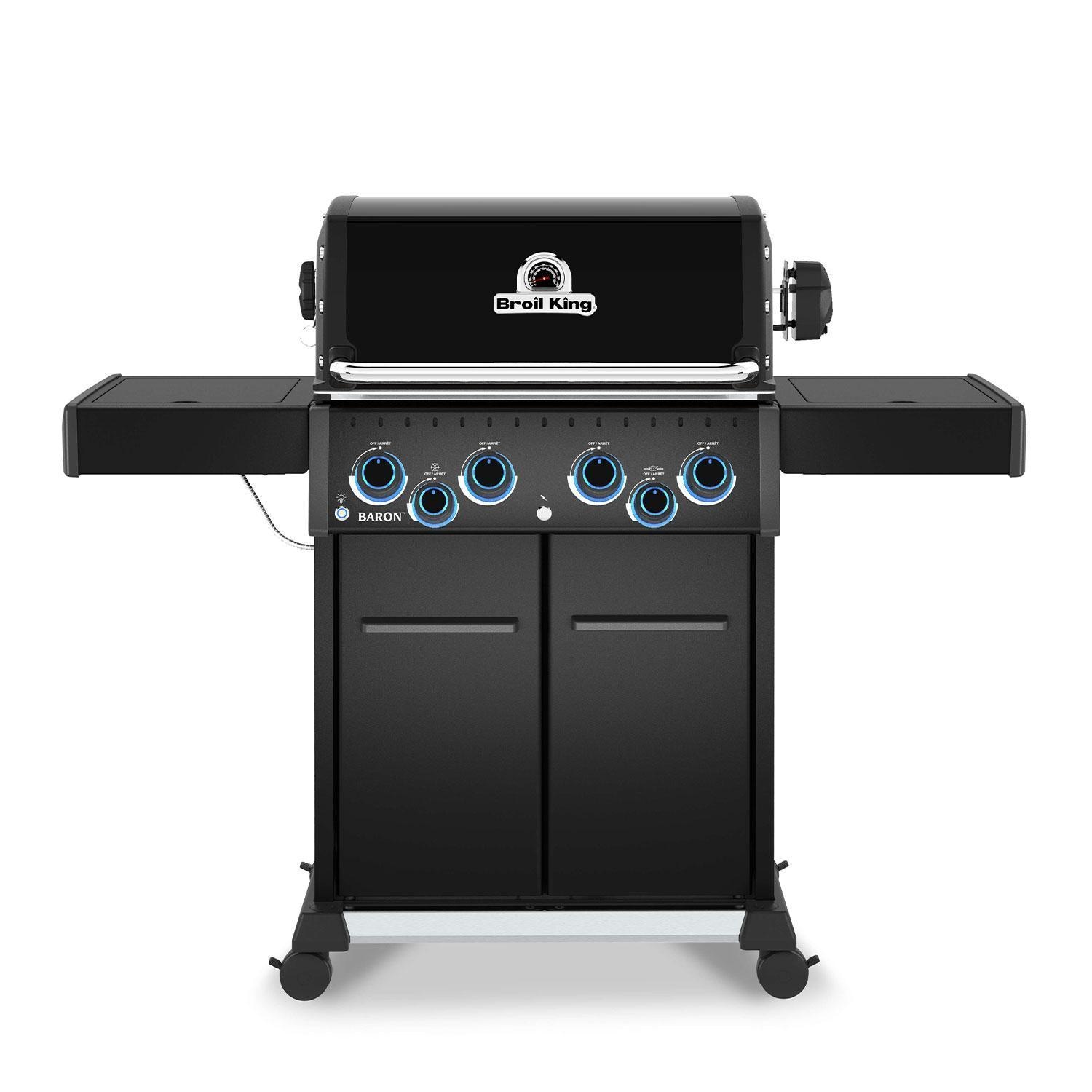 Broil King Baron 490 Pro Shadow 4 Burner Natural Gas Grill w/ Side Burner & Rotisserie Kit - Black - 674147