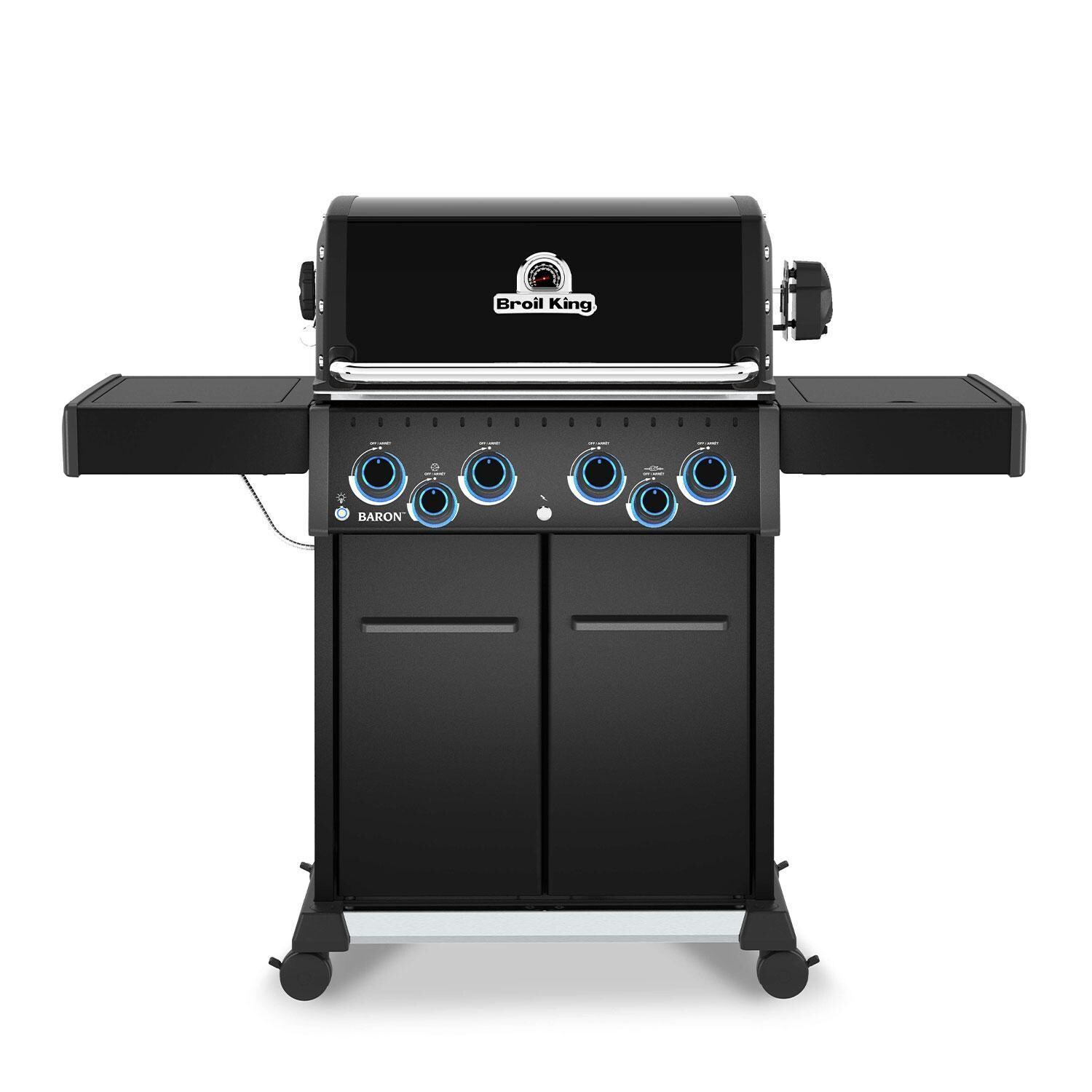 Broil King Baron 490 Pro Shadow 4 Burner Natural Gas Grill w/ Side Burner & Rotisserie Kit - Black - 674147