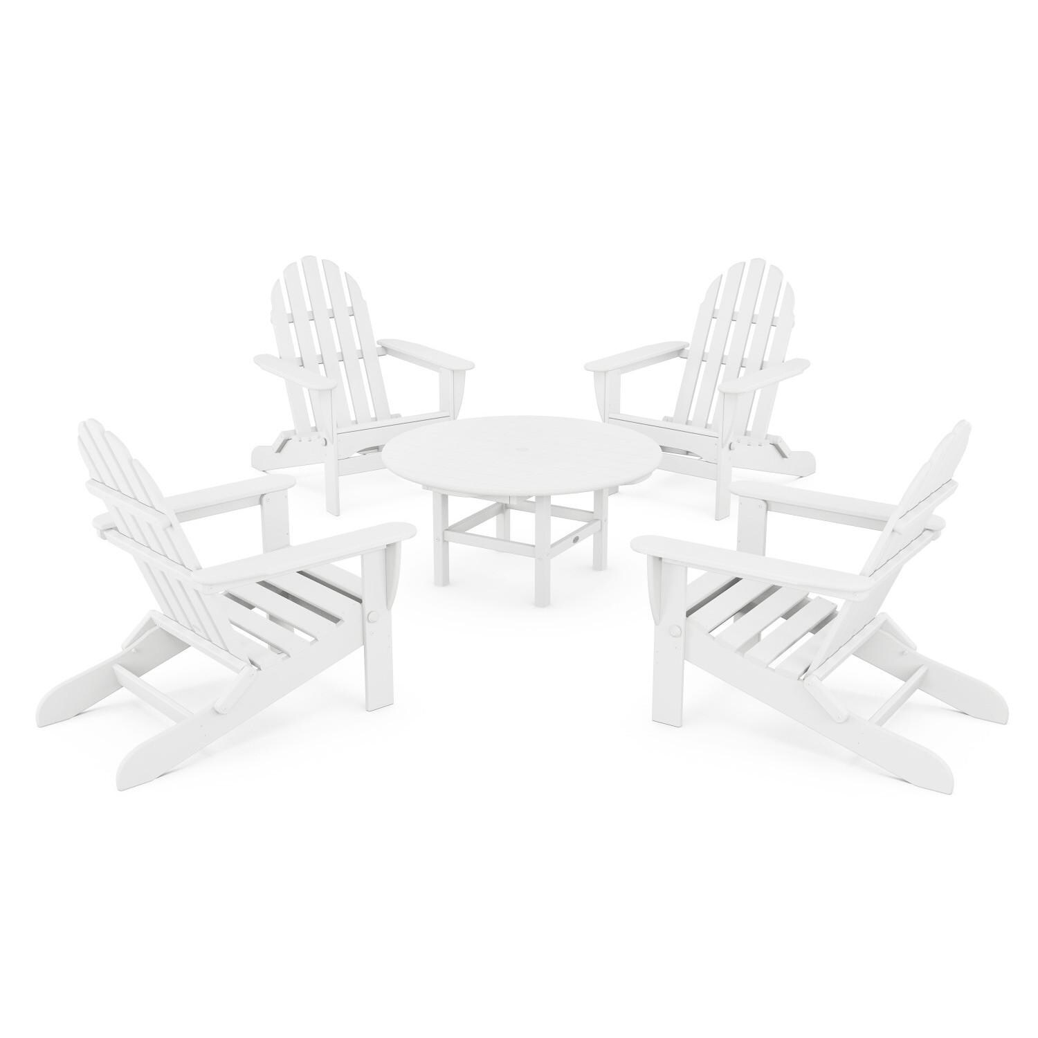 POLYWOOD PWS119-1-WH Classic Folding Adirondack 5-Piece Conversation Group - Full Set thumbnail