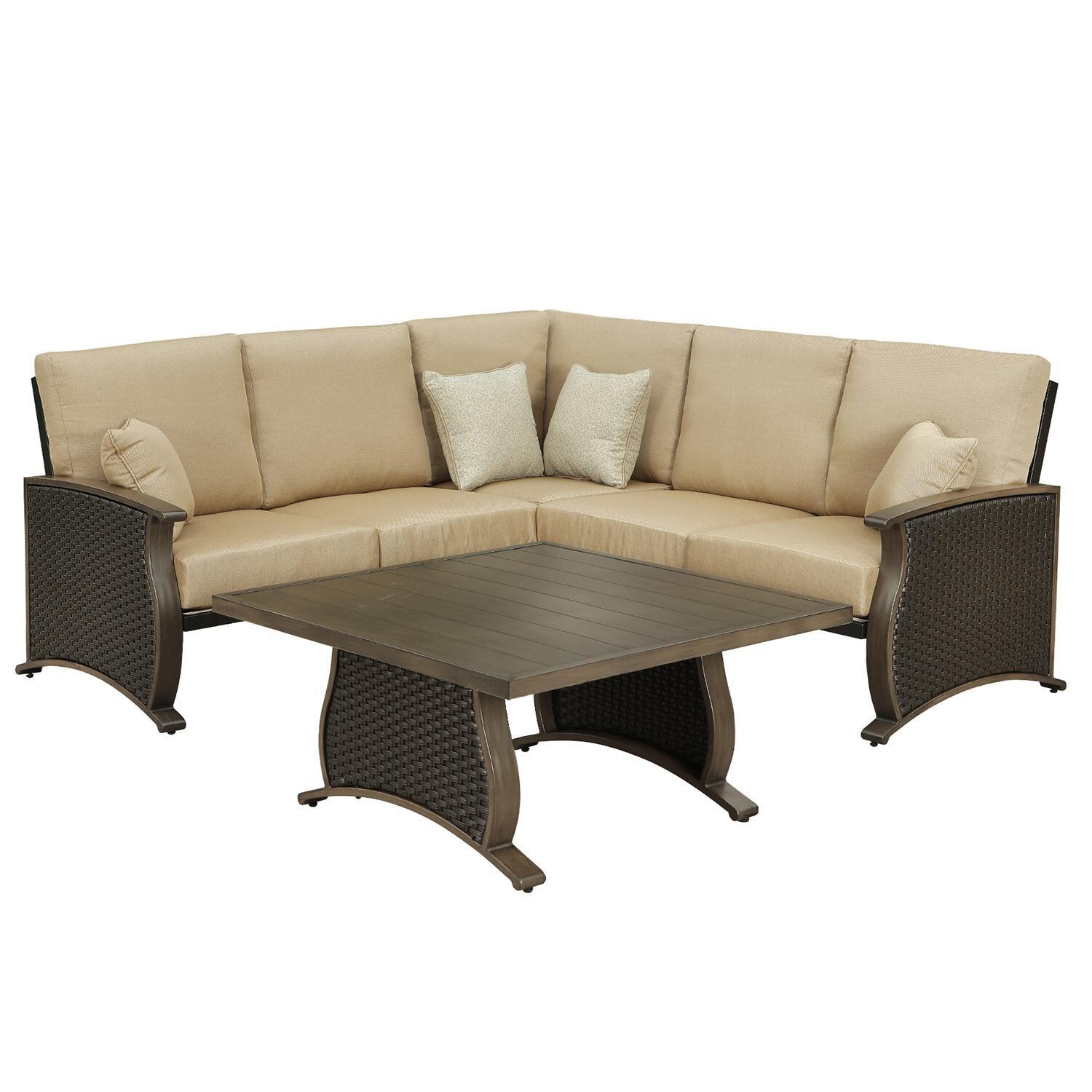 Lakeview Outdoor Designs Dalzeel 4 Piece Wicker & Aluminum Patio Sectional Set - Full Set thumbnail