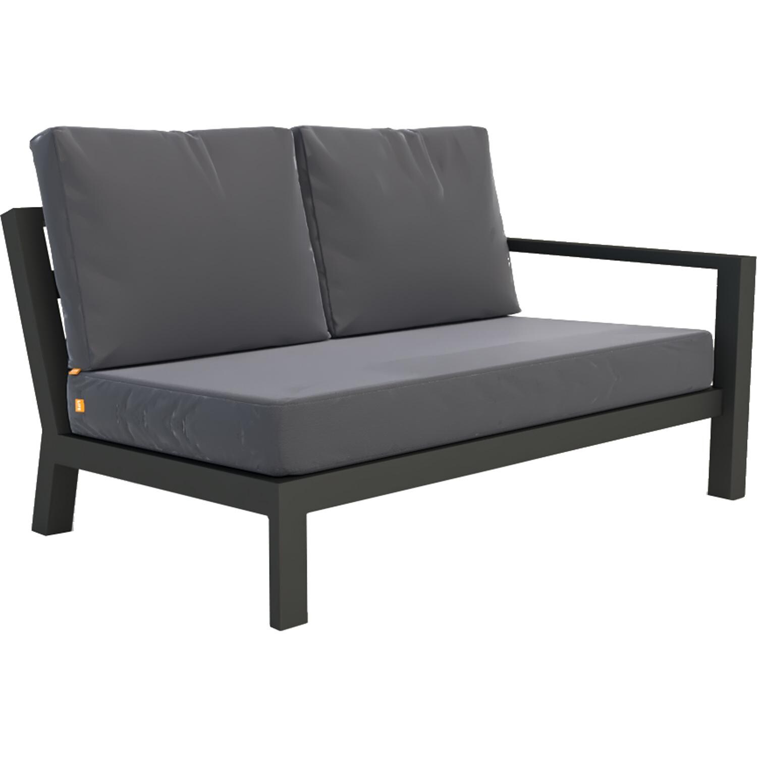 Timber 4 Pc Aluminum Sectional Set in Lava / Natte Charcoal - Right Arm Loveseat - White Background thumbnail