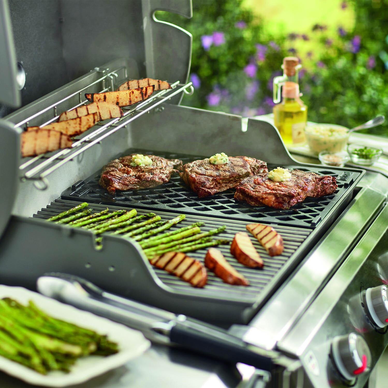 Weber 8854 Porcelain-Enameled Cast Iron Sear Grate For Genesis II Gas Grills - With Steaks thumbnail