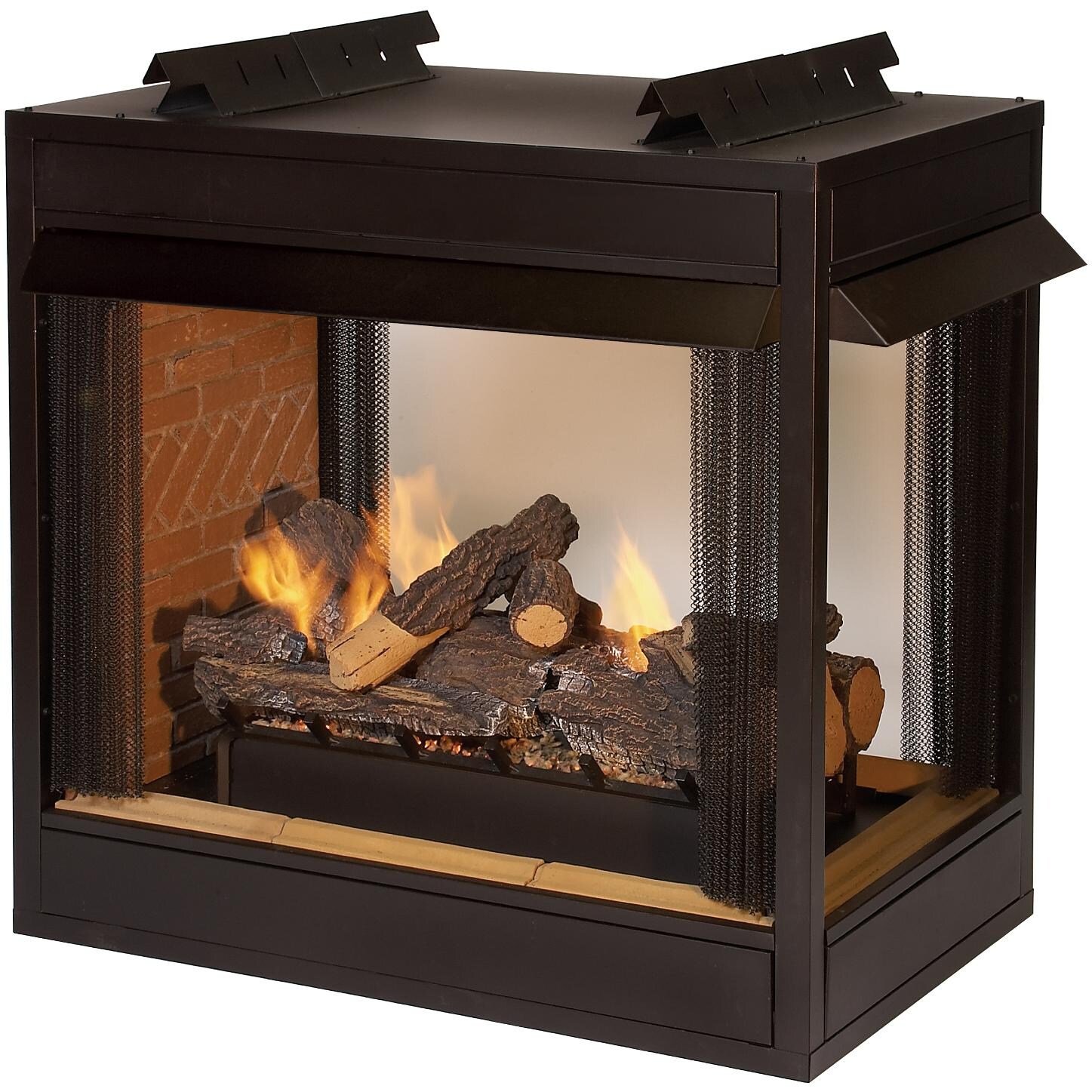 White Mountain Hearth By Empire Breckenridge Peninsula 36-Inch Flush Front Vent Free Firebox W/ Banded Brick Liner - VFP36PB2EF image
