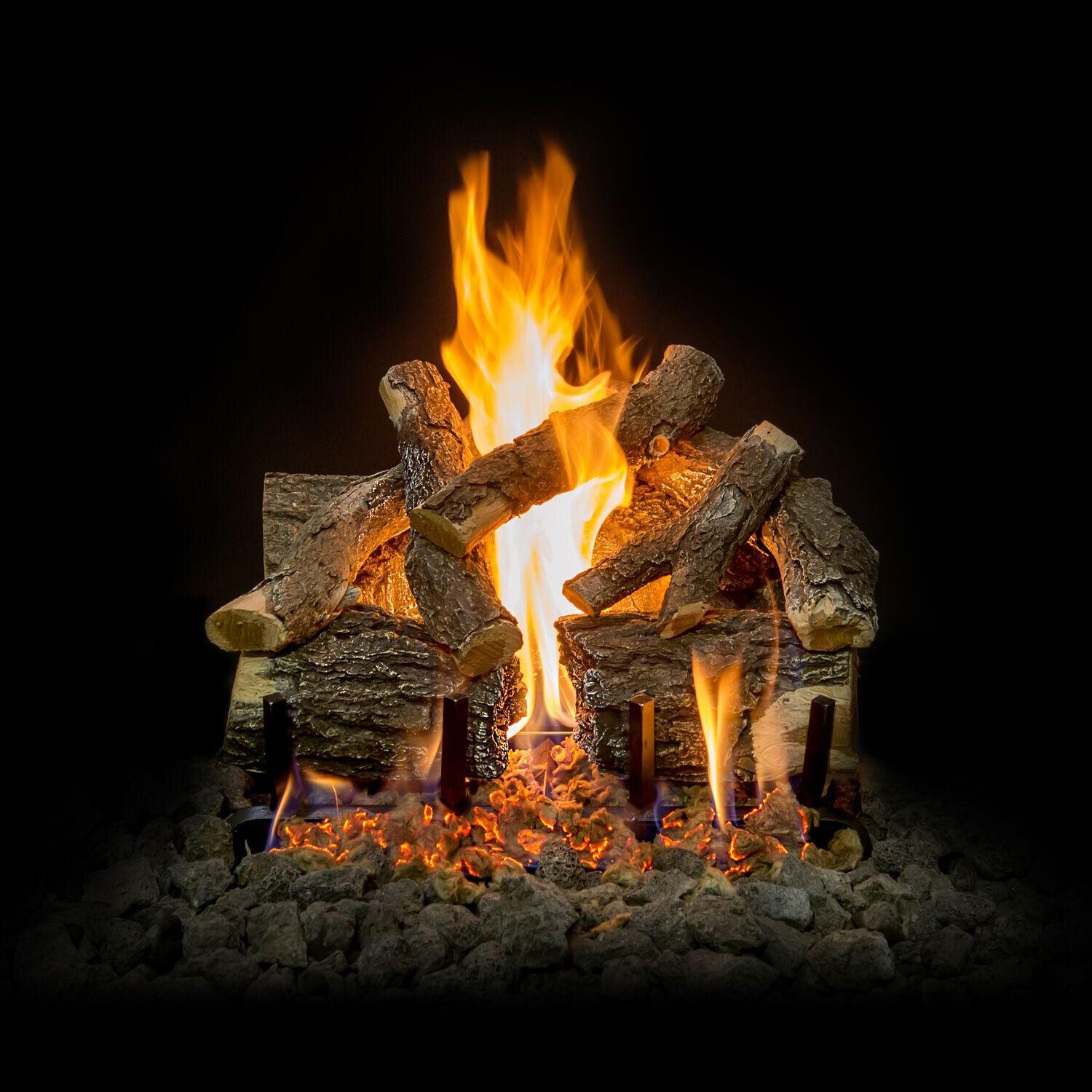 Grand Canyon 18-Inch Arizona Weathered Oak Charred Vented Natural Gas Log Set W/ 2BRN Burner - Match Light image