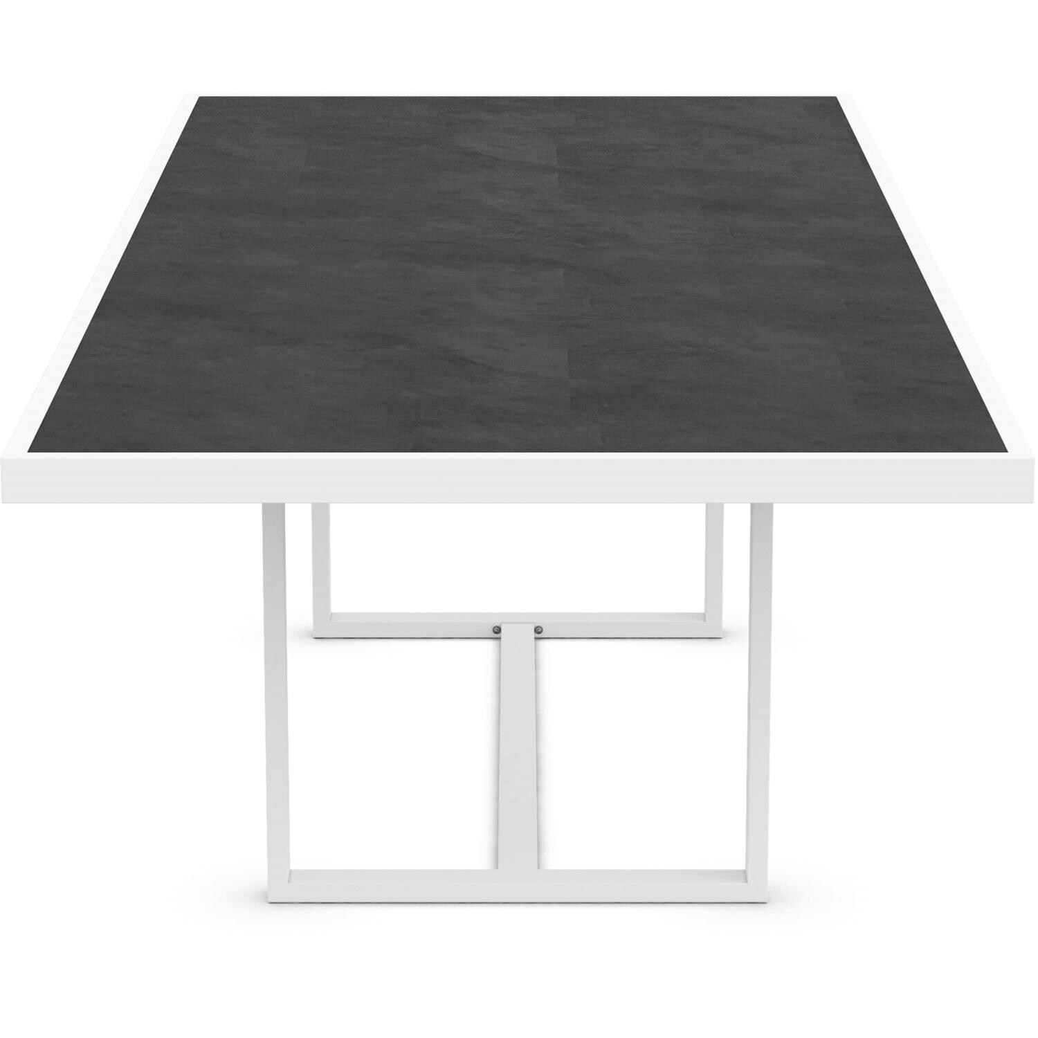 Azzurro Living Pavia 96 Inch White Aluminum Dining Table W/ Micron Dekton Top - Side - White Background thumbnail