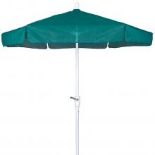 FiberBuilt 7.5 Ft. Aluminum Market Patio Umbrella W/ Crank Lift - White Pole / Forest Green Vinyl