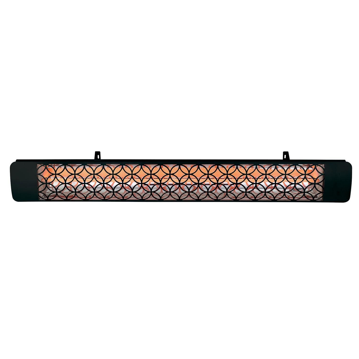 Eurofase EF30277B2 Clover Series 61-in 3000 Watt Single Element Marine Grade 277V Electric Patio Heater in Black - Tilted Down - Front View - White Background thumbnail
