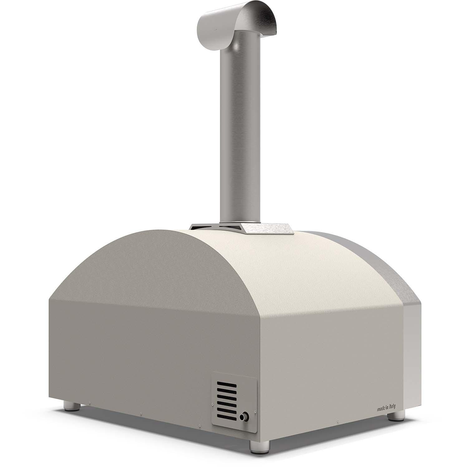 Alfa FXFT-4P-MWS-U Futuro 4 Pizze Natural Gas Pizza Oven - White Stone - Back Right Angled View - White Background thumbnail