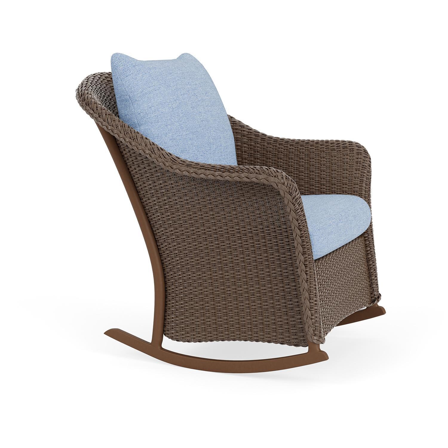 Lloyd Flanders Weekend Retreat Lounge Rocker in Bark Finish W/ Demo Skyway Fabric - Angled thumbnail