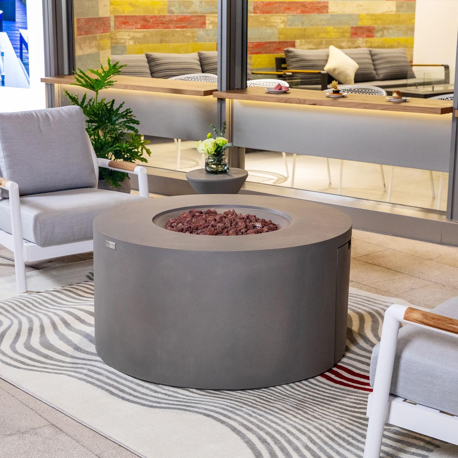 Elementi OFG311LG-LP Pacaya 43-in Liquid Propane Concrete Fire Table w/ Hidden Tank in Light Grey - Patio - Lifestyle thumbnail