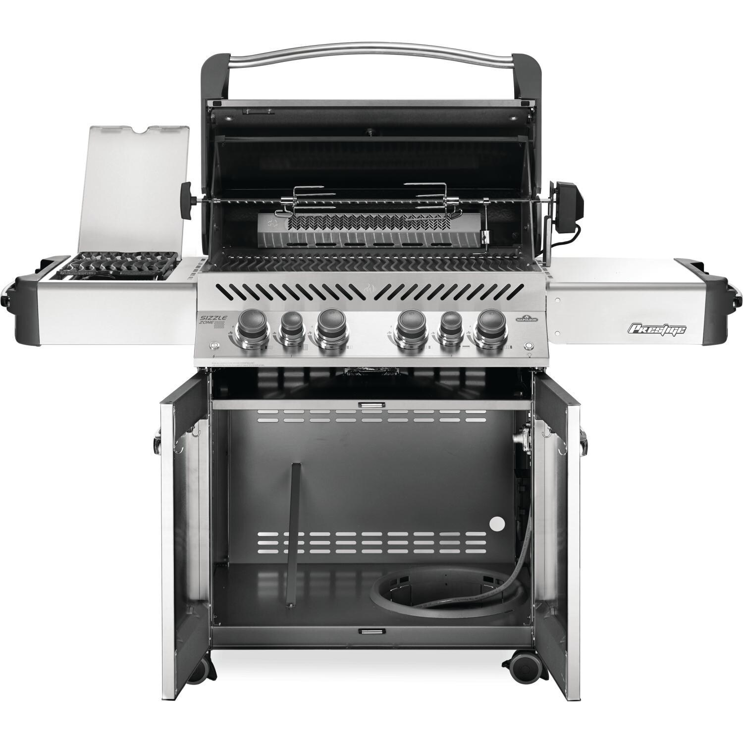 Napoleon Prestige 500 Propane Gas Grill with Infrared Rear Burner and Infrared Side Burner - Charcoal Grey - P500RSIBPCH-3 (2019) - Open View thumbnail