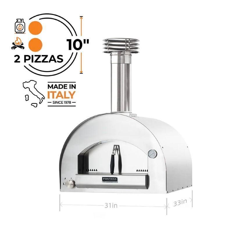 Fontana Forni FTNAP-H-S Napoli Hybrid Pizza Oven - Stainless Steel - Pizza Count - Dimensional thumbnail