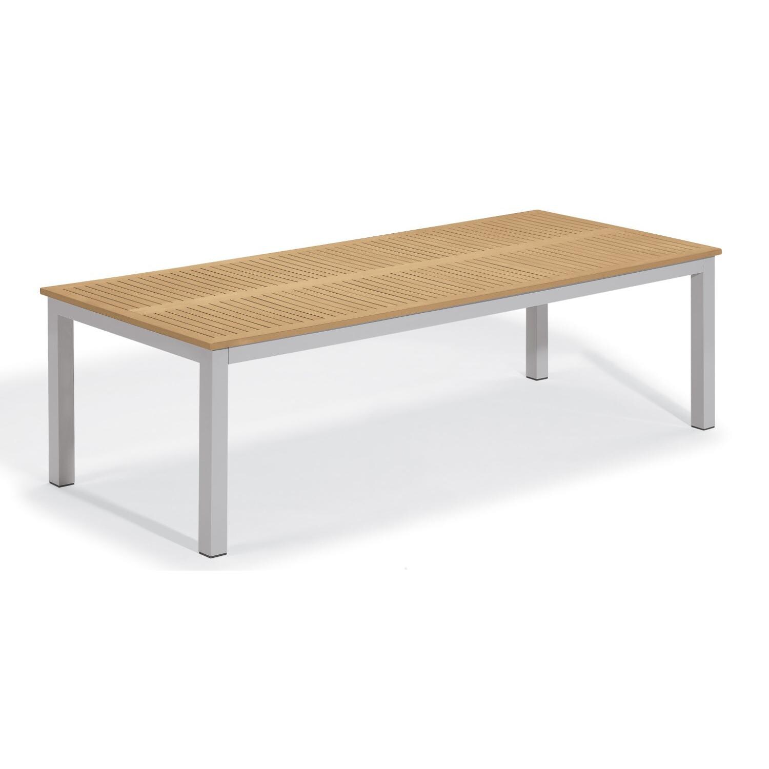 Travira Aluminum 103 X 42 Inch Rectangular Patio Dining Table W/ Tekwood Natural Top thumbnail