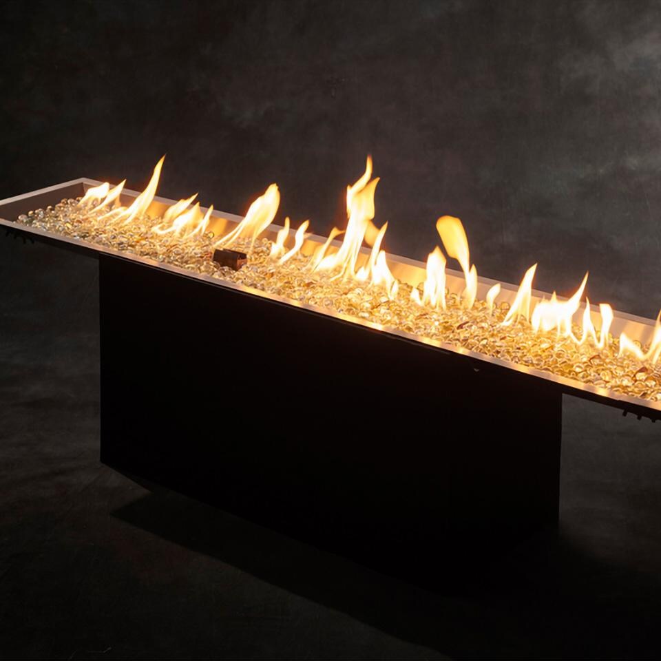 The Outdoor GreatRoom Company CFP1272 Crystal Fire Plus 72 Inch Drop-In Linear 125,000 BTU Propane Fire Pit Burner Kit - Stainless Steel - Medium Flame - Detail thumbnail