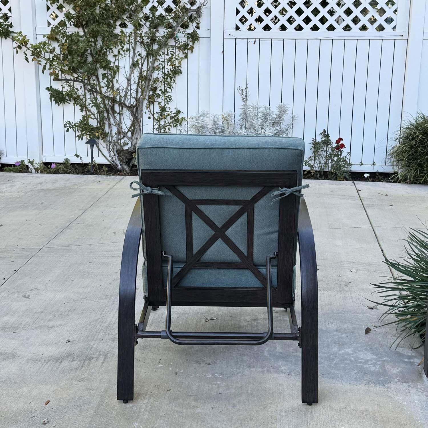 Atlantis Aluminum 2 Pc Club Chair Set w/ Adjustable Backrest in Walnut/Spa by Darlee - Back - Detail thumbnail