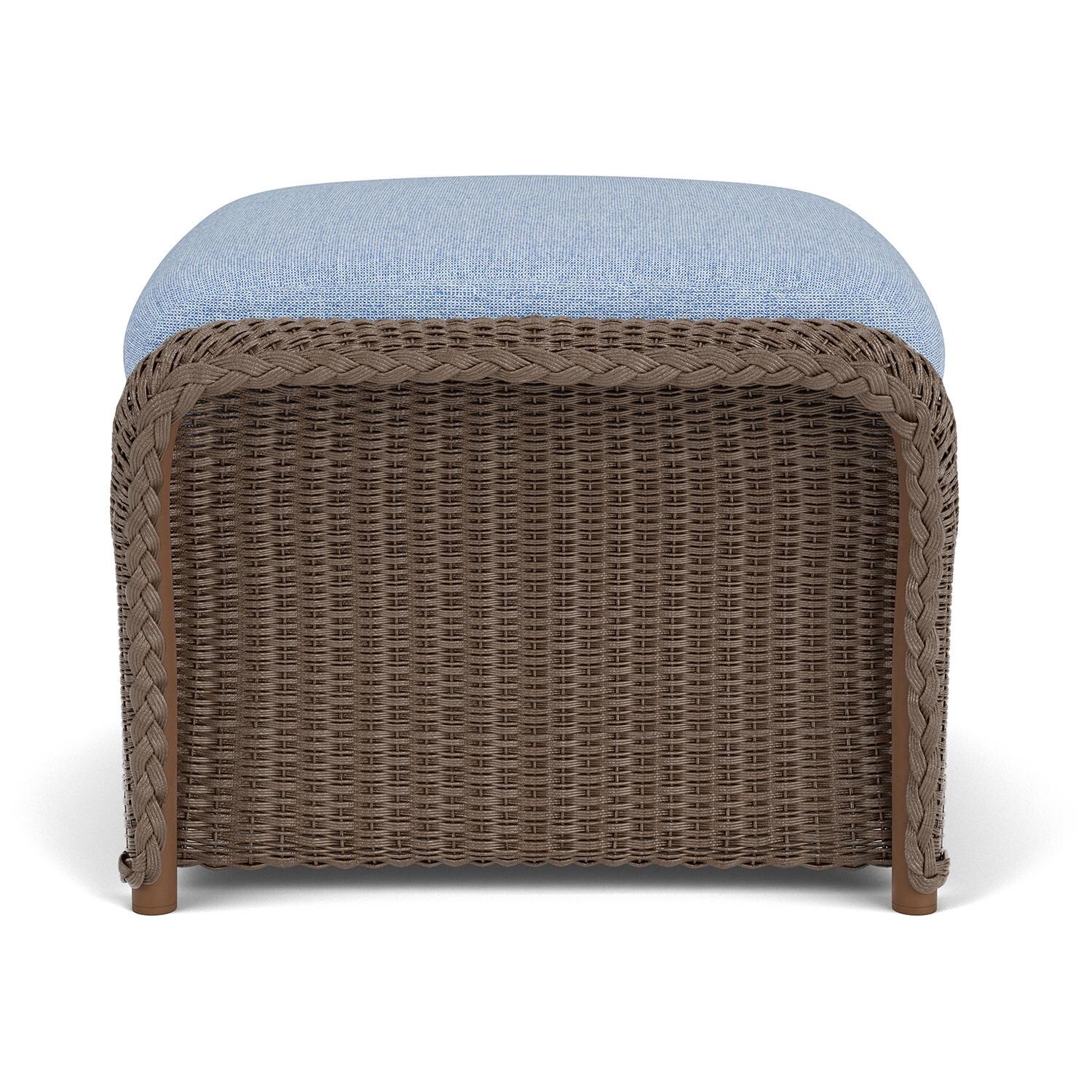 Lloyd Flanders Weekend Retreat Woven Ottoman in Bark Finish W/ Demo Skyway Fabric - Side thumbnail