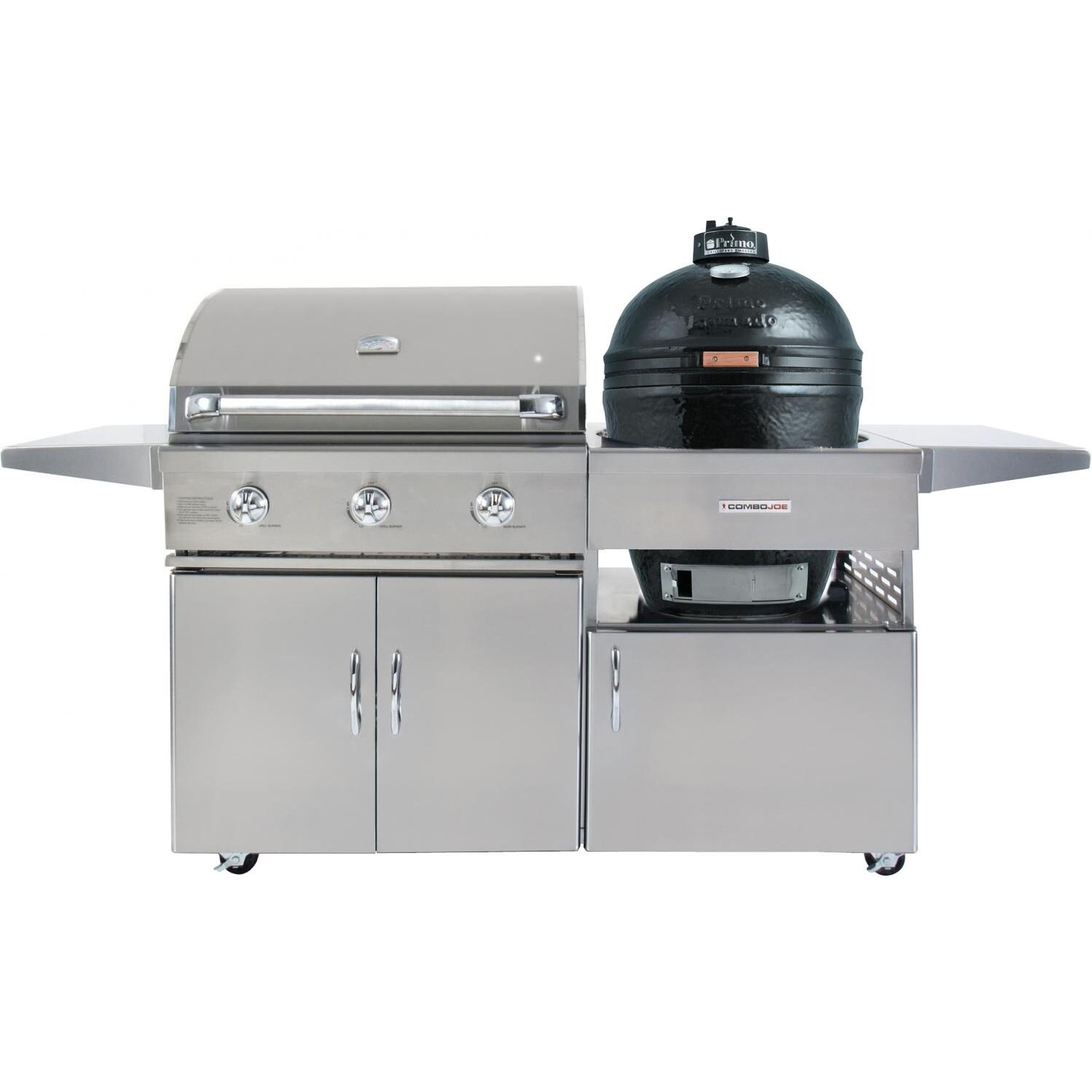 Primo Ceramic Kamado And 32-Inch Propane Gas Grill On Cart