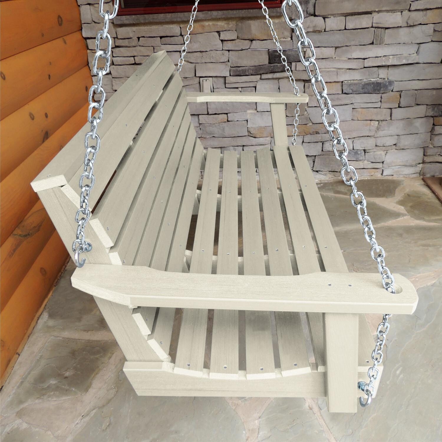 Lakeview Elm Pointe 5-Foot Porch Swing - Whitewash - Side View thumbnail