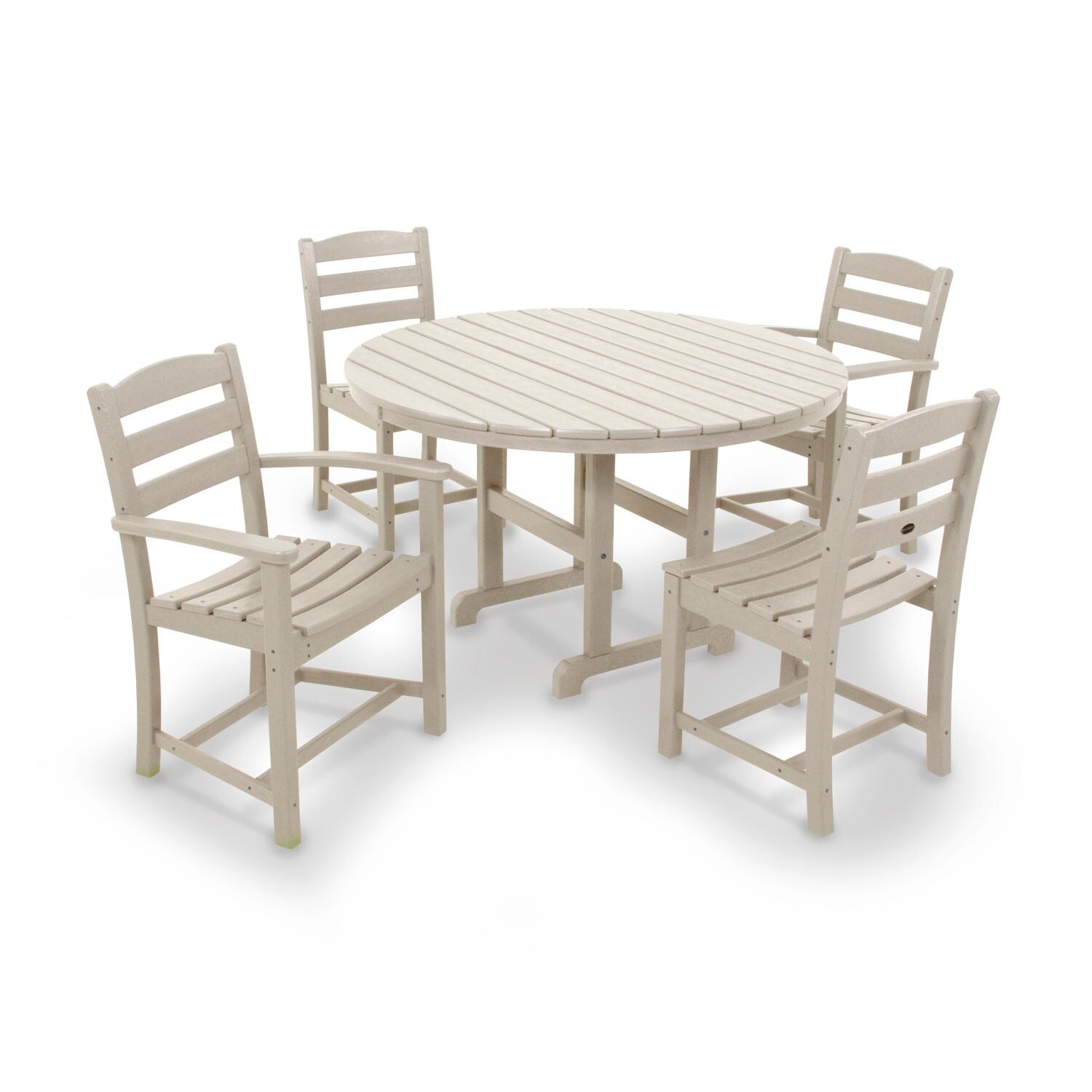 POLYWOOD La Casa Cafe Sand 5 Piece Round Farmhouse Dining Set thumbnail