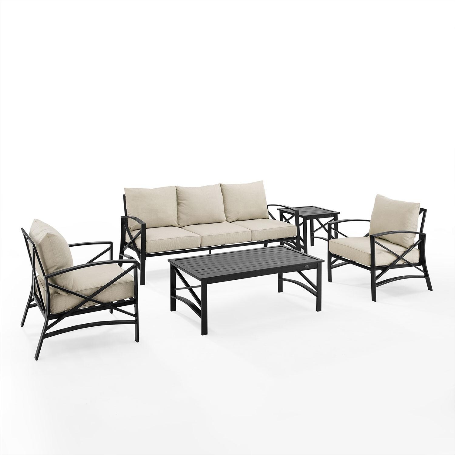 Ultimate Patio UP-82265BZ-OL 5Pc Outdoor Sofa Patio Furniture Set in Oatmeal - Display - White Background thumbnail